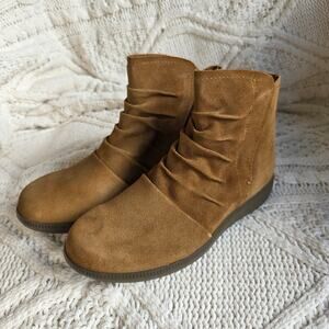 NEW Munro Women's Scout Suede Leather Ruched Water Resistant Bootie Sz 6W Brown‎
